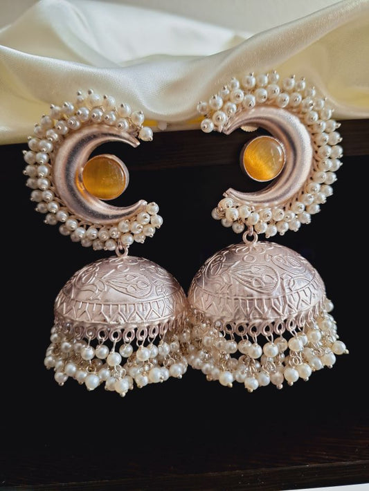 Pallavi yellow jhumki earrings