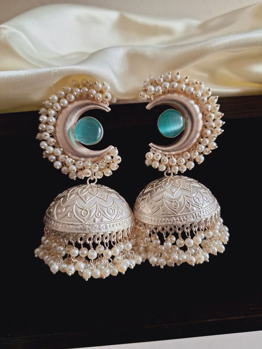 Pallavi Mint blue jhumki earrings