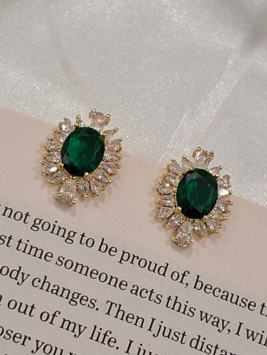 Poonam emerald green stud earrings