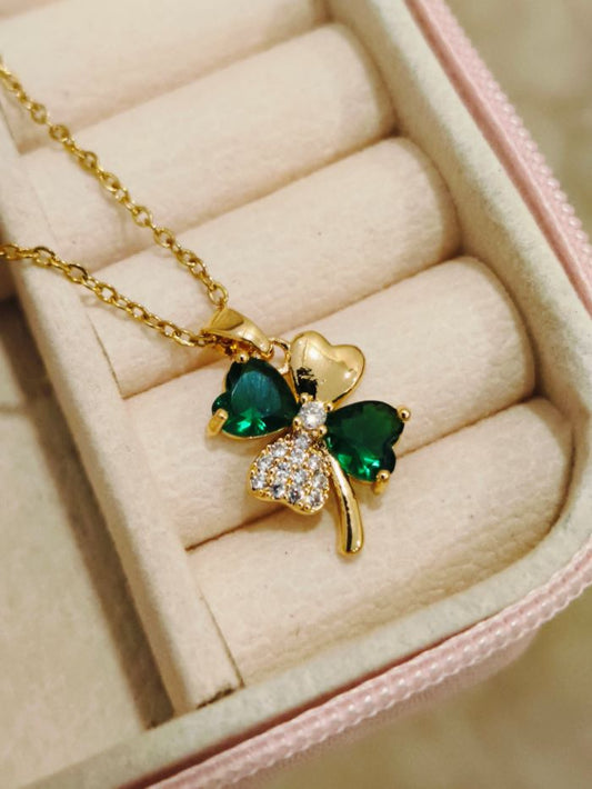 Porsha emerald green anti-tarnish pendant chain