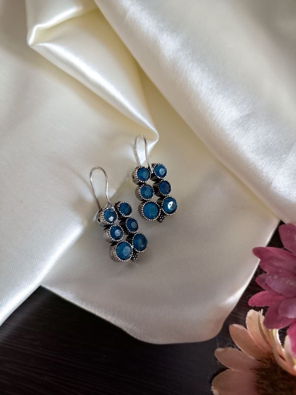 Reeva Brass hook earrings Teal