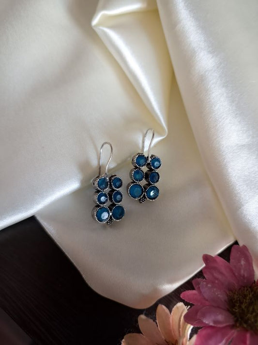 Reeva Brass hook earrings Teal
