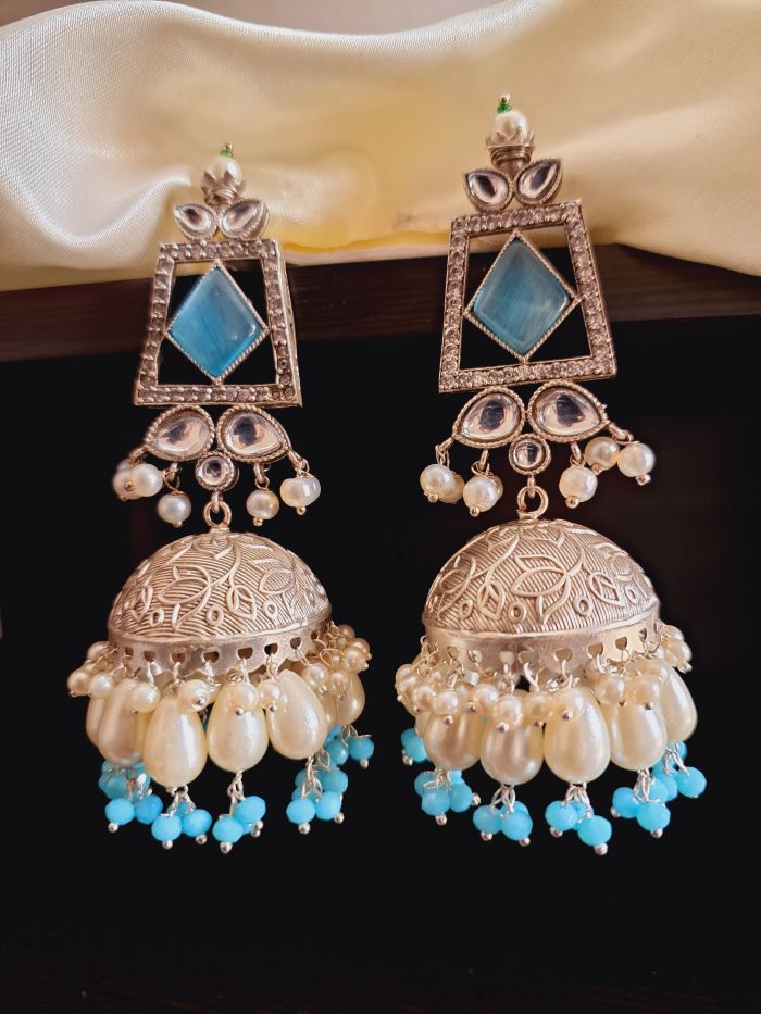 Ridham sky blue jhumkas