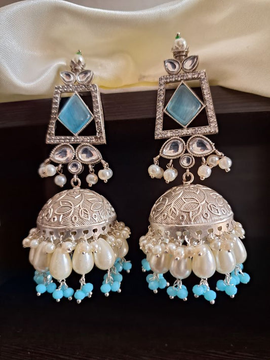 Ridham sky blue jhumkas