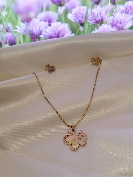 Rimel anti-tarnish butterfly pendant jewellery set