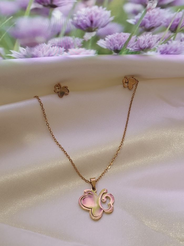 Rimel anti-tarnish butterfly pendant jewellery set