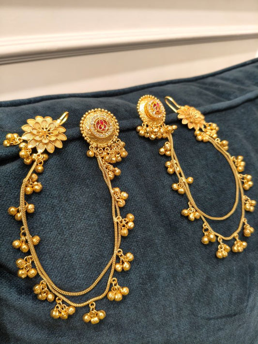 Risha gold-plated kashmiri earrings