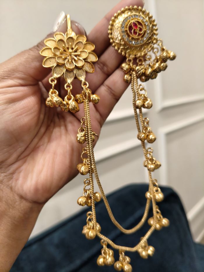 Risha gold-plated kashmiri earrings