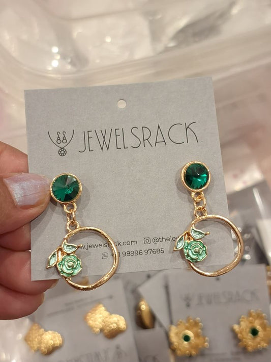 Rivi green anti-tarnish dangler earrings