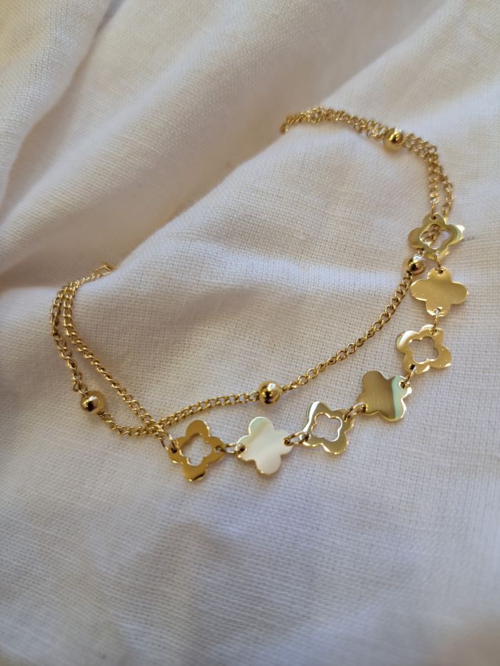 Roz anti-tarnish clover chain bracelet