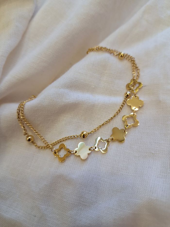 Roz anti-tarnish clover chain bracelet