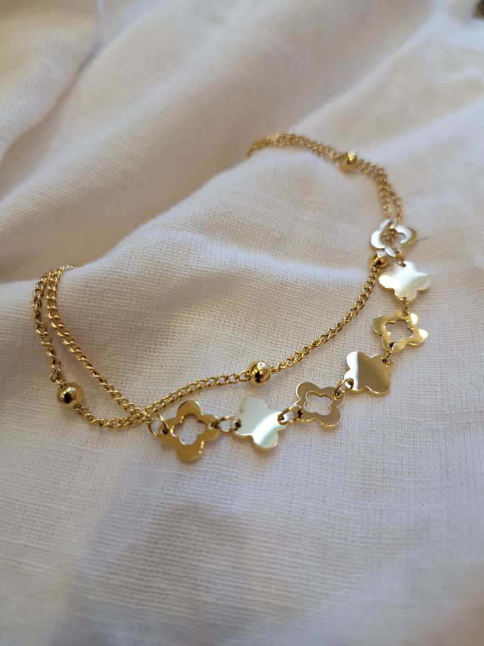 Roz anti-tarnish clover chain bracelet