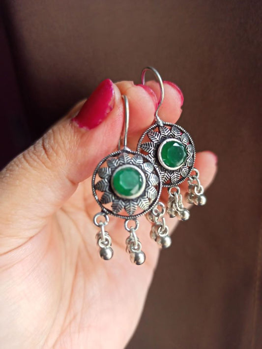 Saba green hook earrings