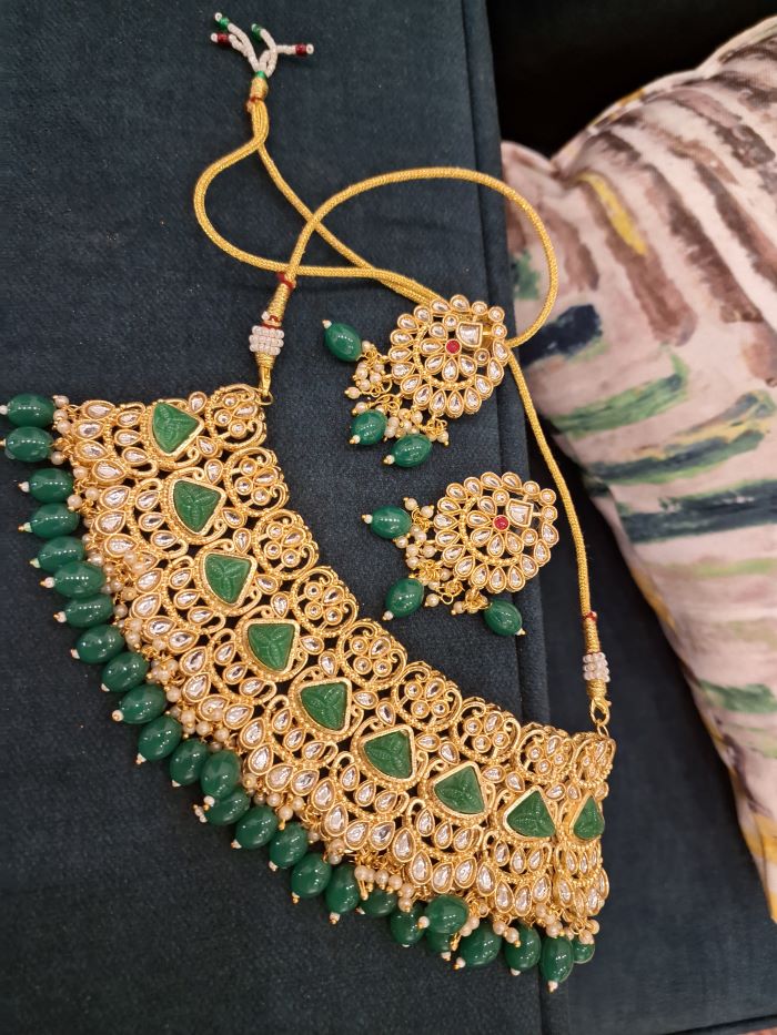 Saima Green kundan choker set
