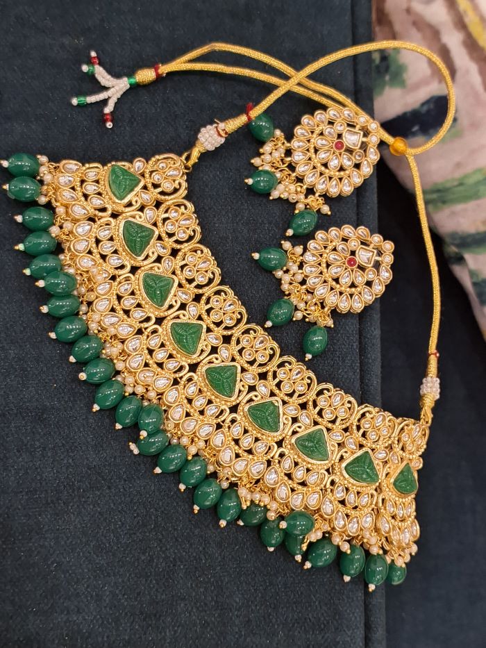 Saima Green kundan choker set
