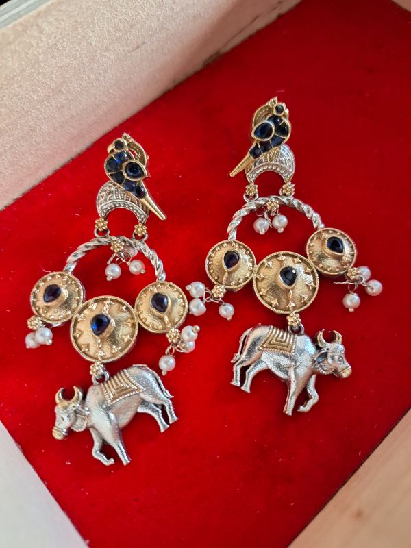 Samairaa blue nandi earrings