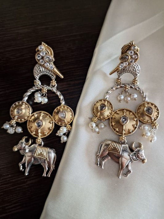 Samairaa White Nandi earrings