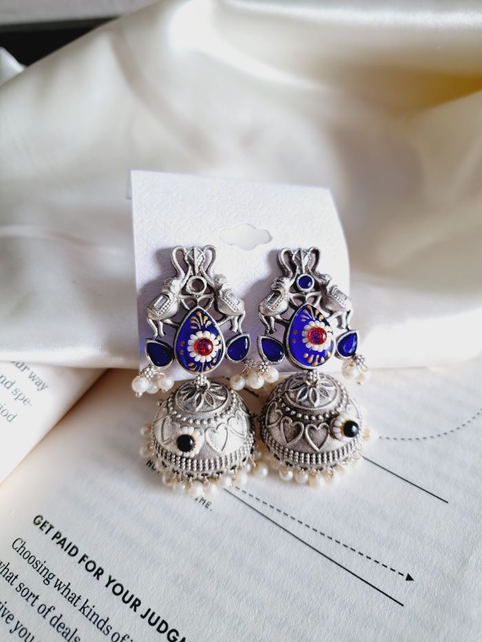 Sharmin dark blue jhumkis