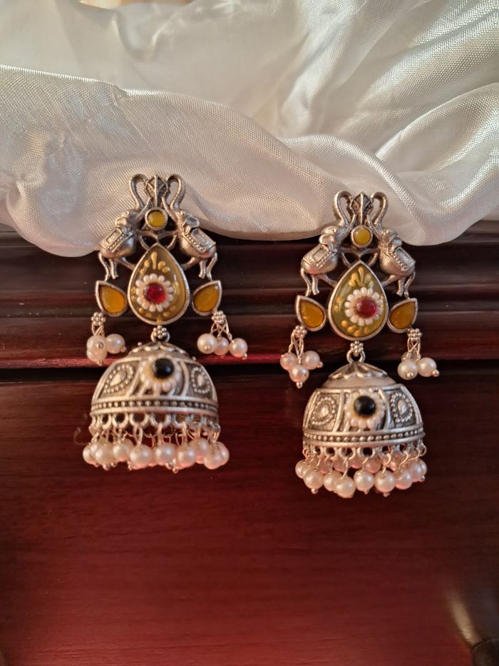 Sharmin yellow jhumkas