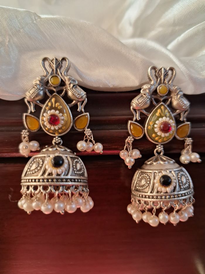 Sharmin yellow jhumkas