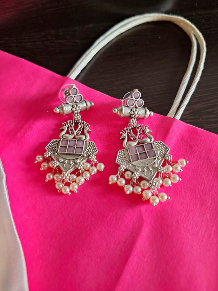 Shloka blush pink dangler earrings
