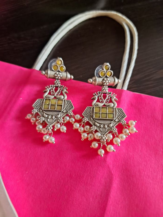 Shloka Yellow Dangler earrings