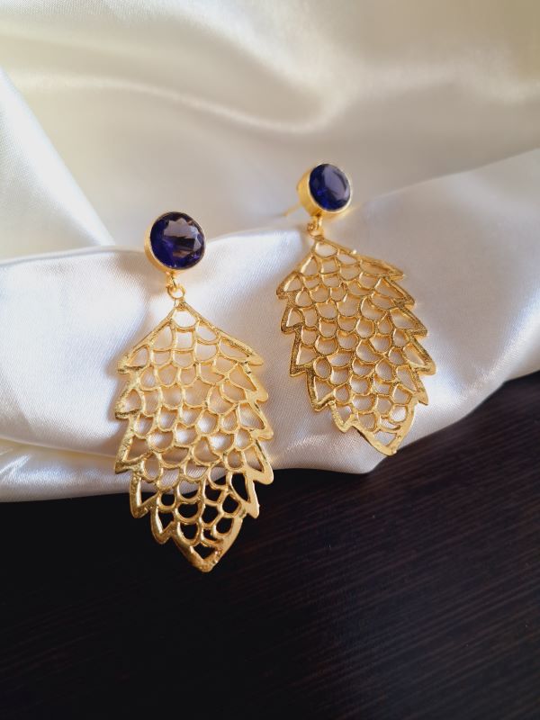 Suzane golden danglers - Dark blue