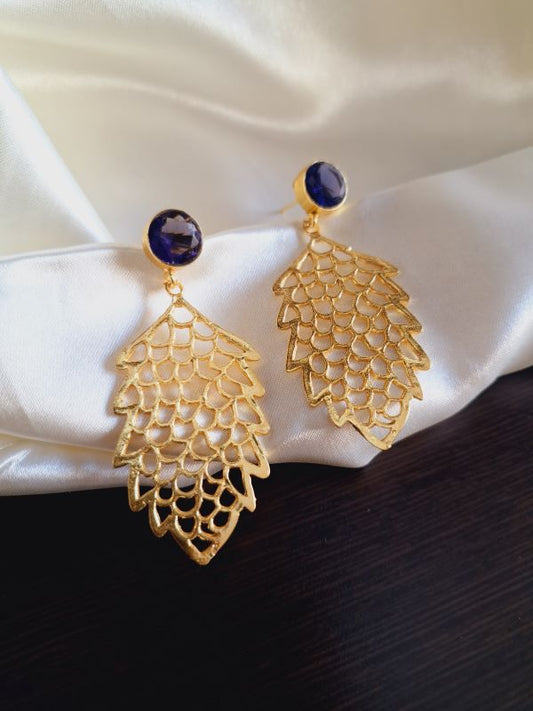 Suzane golden danglers - Dark blue
