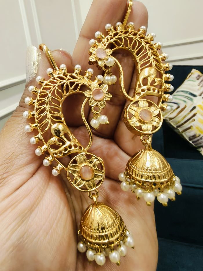 Taani peach cuff jhumka earrings