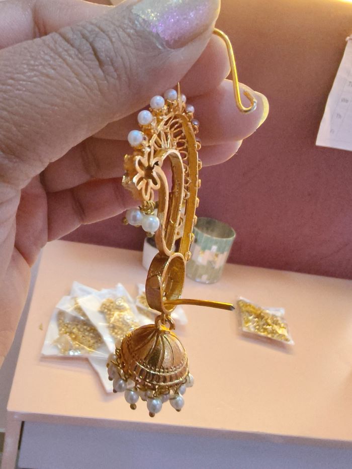 Taani peach cuff jhumka earrings