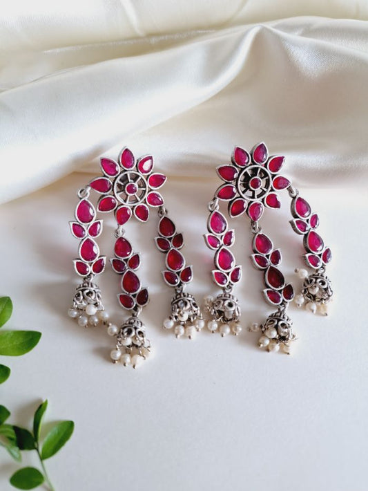 Tanika dark pink dangler earrings