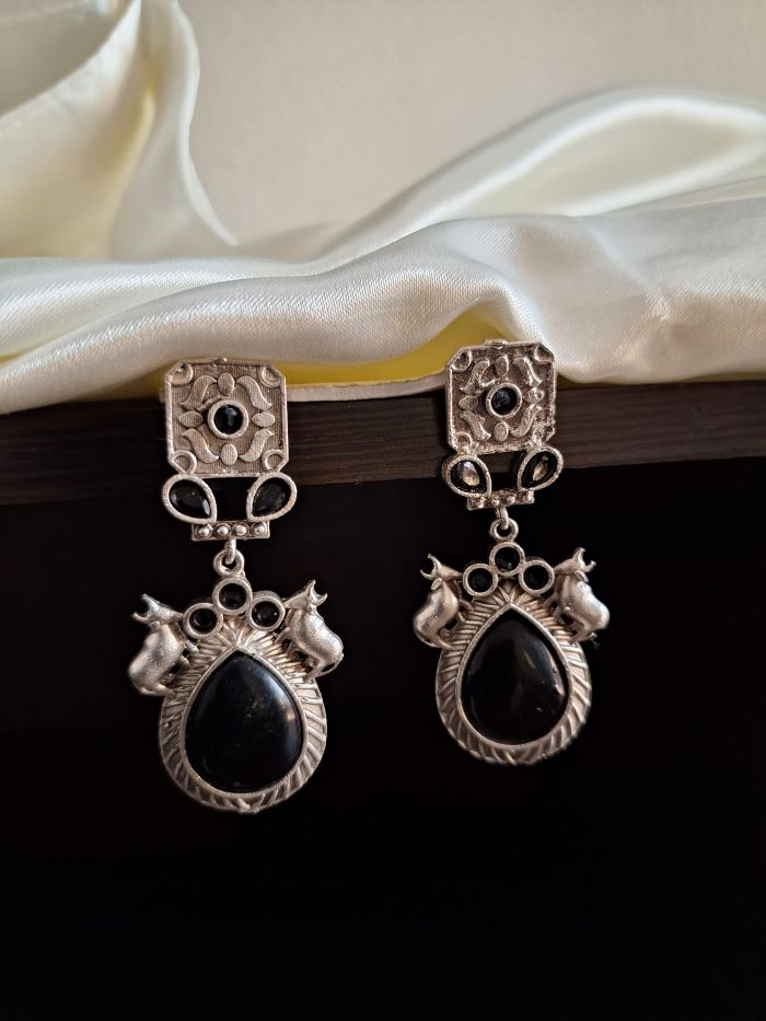 Tanisha Black dangler earrings