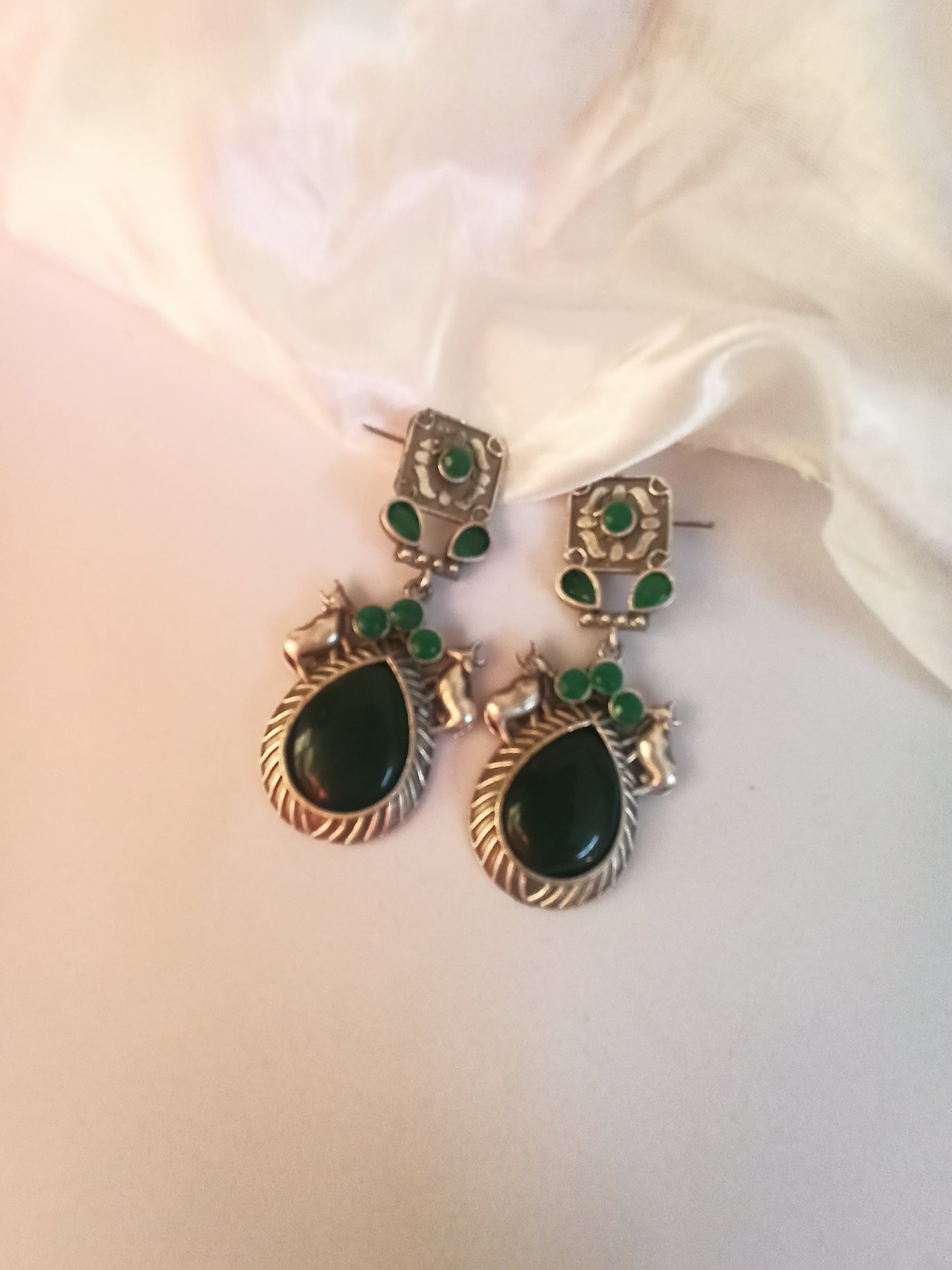 Tanisha Emerald Green dangler earrings