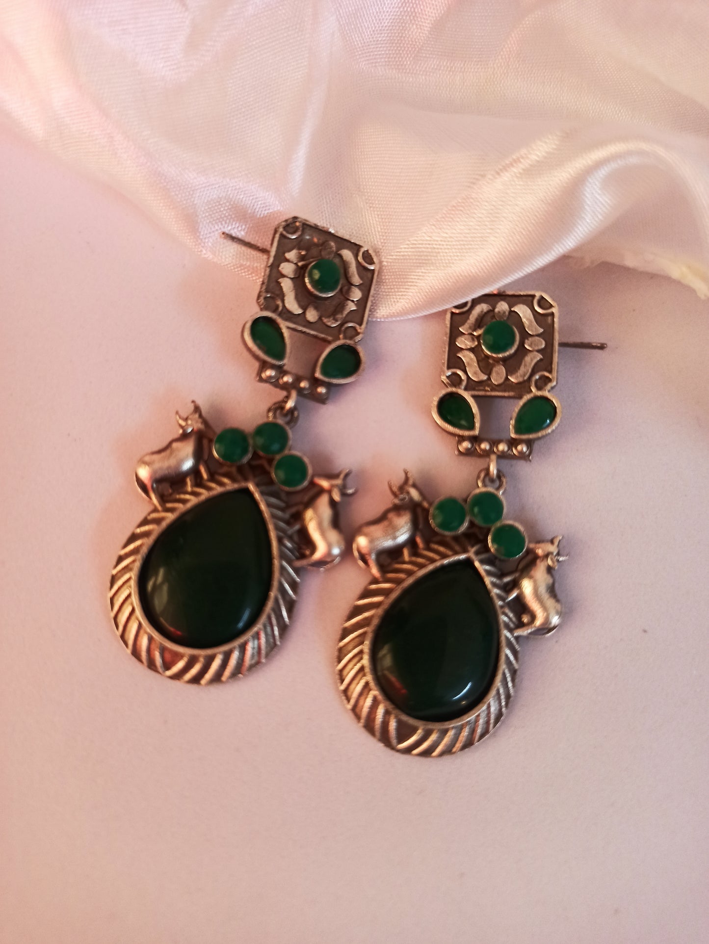 Tanisha Emerald Green dangler earrings