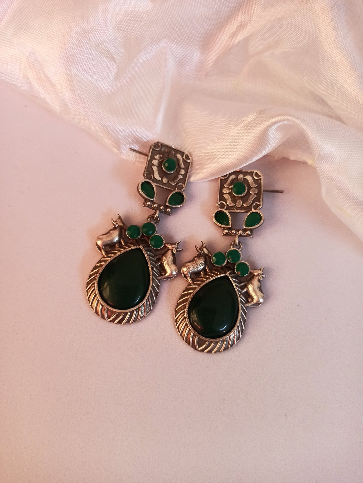 Tanisha Emerald Green dangler earrings