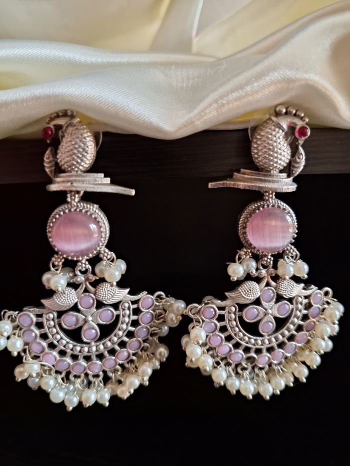 Tiyasha blush pink dangler earrings