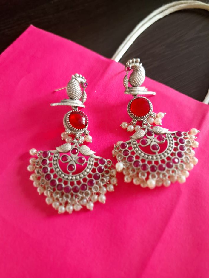 Tiyasha maroon dangler earrings