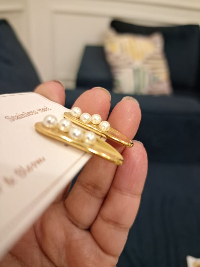 Venice anti-tarnish white pearl studs earrings